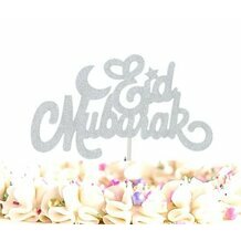 Topper à gâteau "Eid Mubarak" argenté 