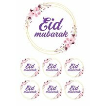 Feuille A4 comestible sucrée Eid Mubarak "avec fleurs"
