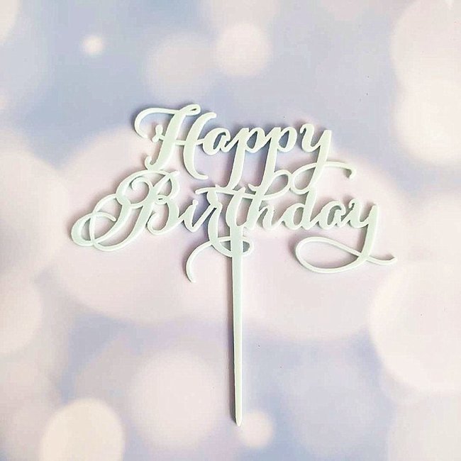 Topper à gâteau "Happy Birthday" bleu ciel