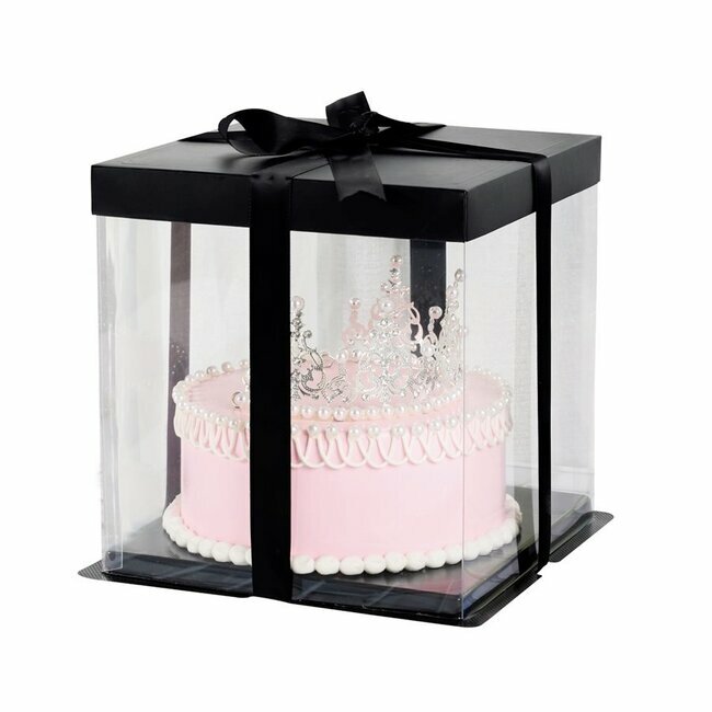 Cake box boite noire transparente 22cm