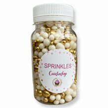 Sprinkles décors en sucre BLANC/OR 100g